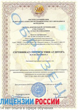 Образец сертификата соответствия аудитора №ST.RU.EXP.00006191-3 Энгельс Сертификат ISO 50001